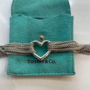 Tiffany & Co. heart 925 sterling silver multi strand toggle bracelet